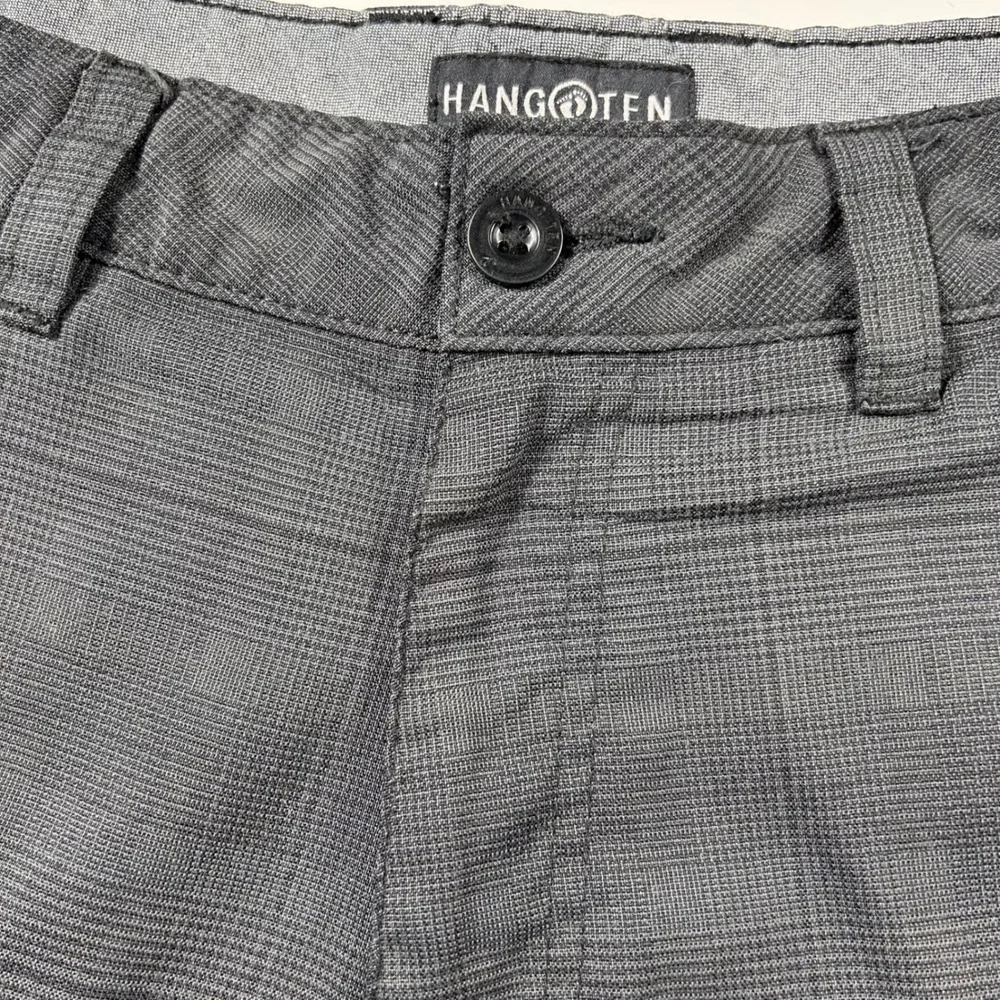 Hang Ten Hybrid Shorts Mens 32 Charcoal Grey Glen Plaid Walk Boardshorts
